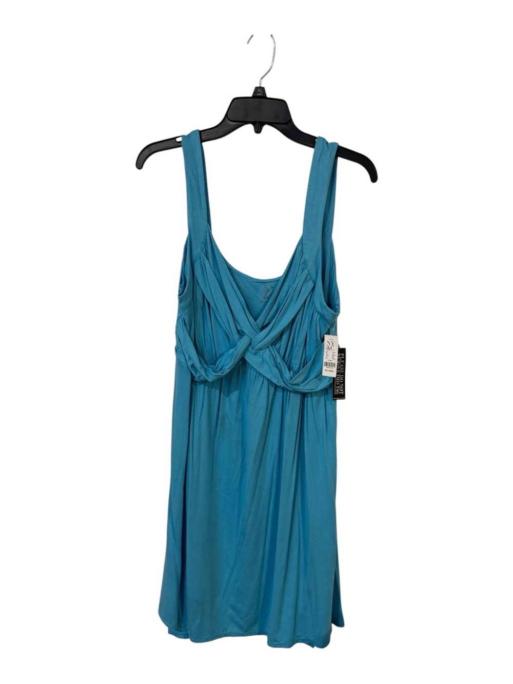 NWT New York & Company XXL Turquoise Ruched Twist Bust Fit & Flare Dress - Picture 2 of 8
